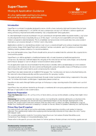 Cornerstone SuperTherm Mixing and Application Guidance