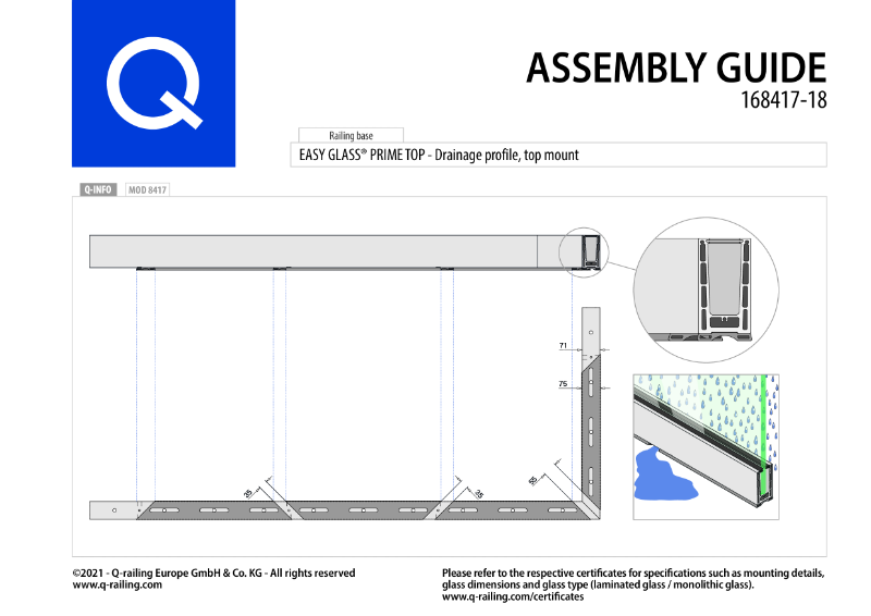 Easy Glass Prime Top - Drainage profile top mount_EU_Manual