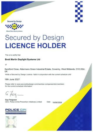 Secured by Design Licence Holder Certificate