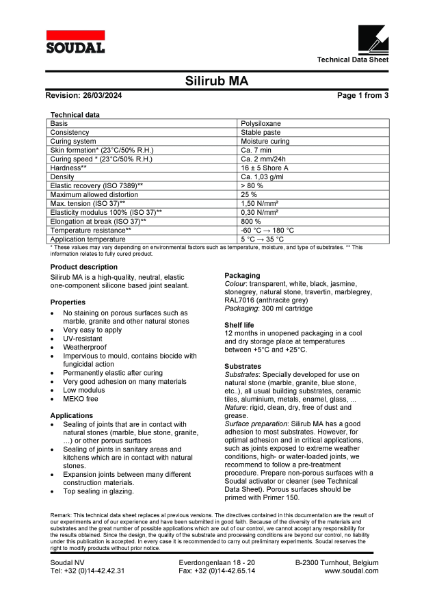 Technical Data Sheet - Silirub MA