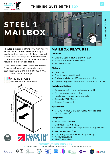 Steel 1 Mailbox Datasheet