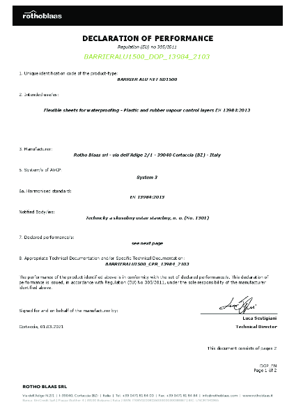 Barrier Alu Net SD1500 - DoP