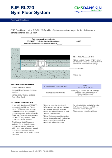 CMS Danskin Acoustics Gym Floor System SJF-RL220