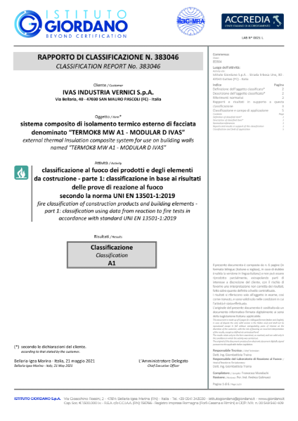 BS EN 13501-1 AlivaBrick monodensity direct fix A1