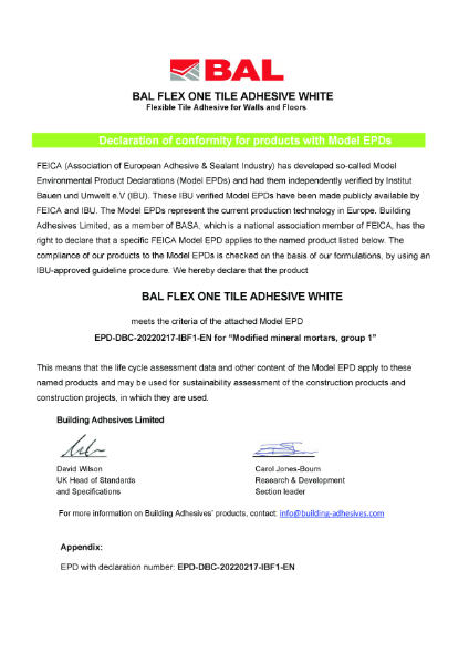 Environmental Product Declaration - BAL Flex One