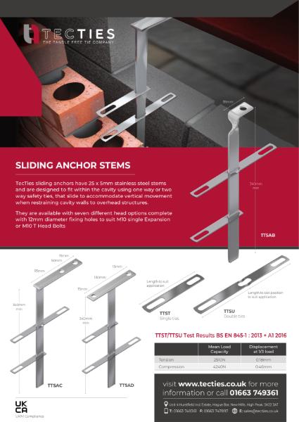 Sliding Anchors datasheet