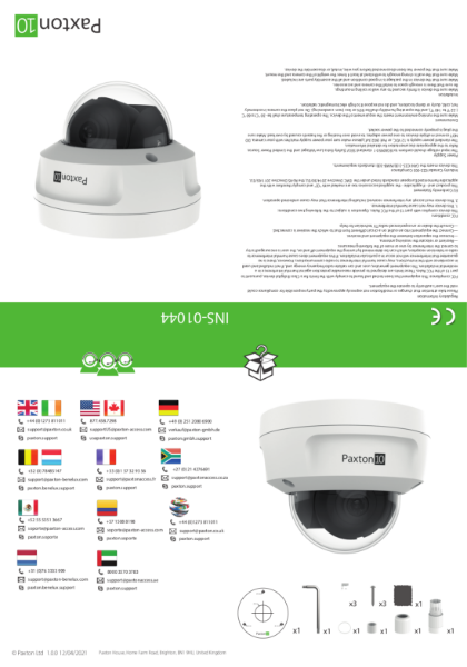 Paxton10 Mini Dome Camera, CORE series - instructions