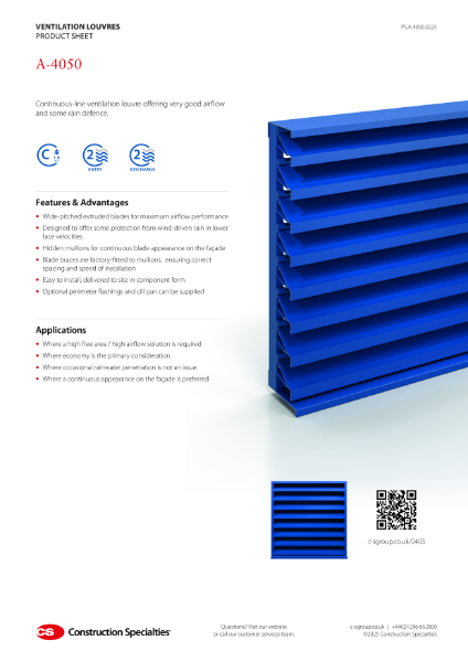 CS A-4050 Ventilation Louvre Product Sheet (02.25)