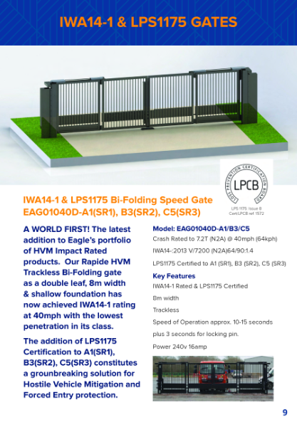 Eagle LPS1175 Trackless Bi- folding speed Gate