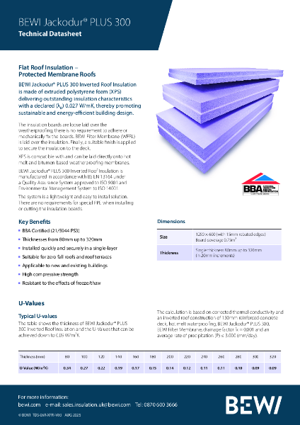 BEWI Jackodur PLUS 300 Inverted Roof Insulation