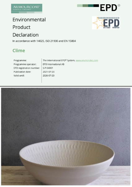 Armourcoat Clay Lime Plaster - Environmental Product Declaration 