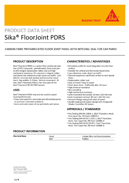 Product Data Sheet - SikaFloorJoint PDRS