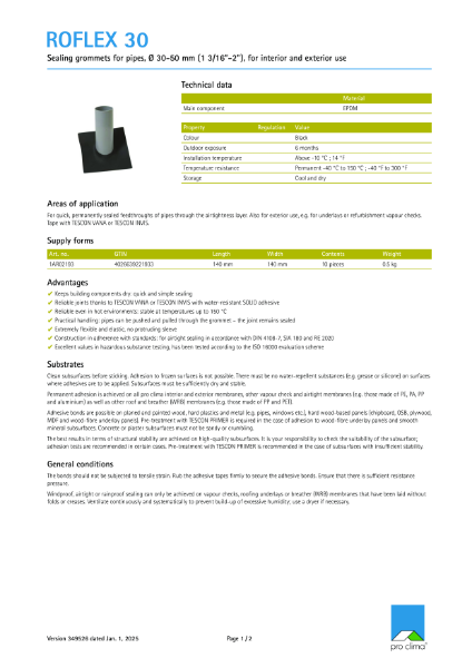 Roflex 30 Technical Datasheet