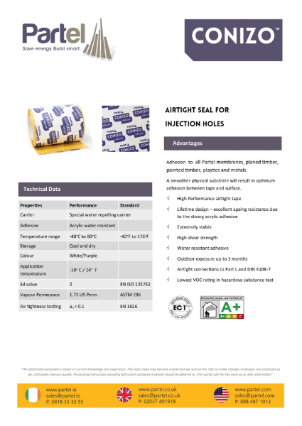 CONIZO PATCH TAPE Technical Data Sheet