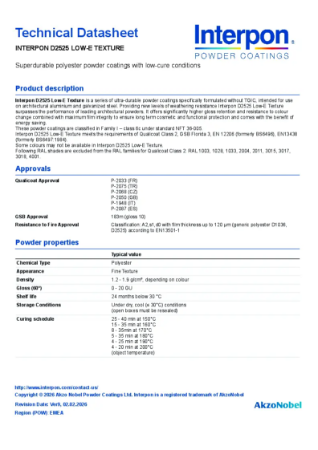 EMEA TDS Interpon D2525 Low-E Texture