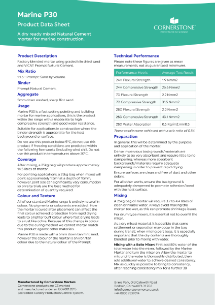 Marine P30 - Product Data Sheet