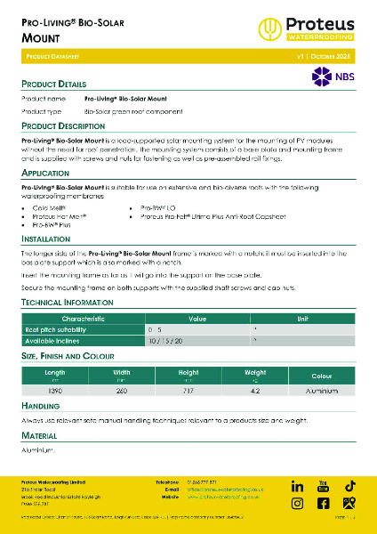 Product Data Sheet - Pro-Living® Bio-Solar Mount