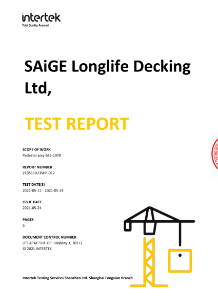 Pedestal Extender Test Report - 6 extenders