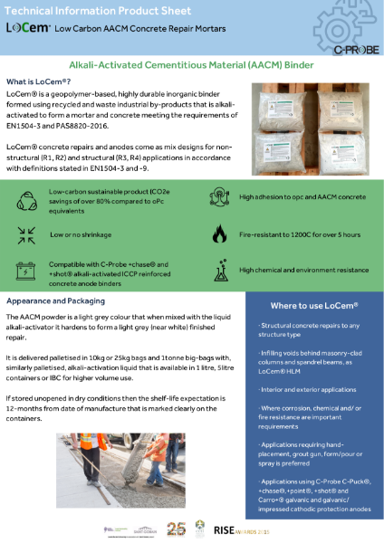 LoCem® - Alkali-Activated Cementitious Material (AACM) Binder - Technical Data