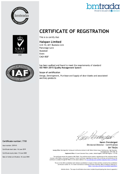 Halspan ISO 9001 Certificate