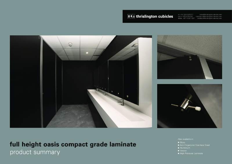 Full Height Oasis washroom cubicle product summary