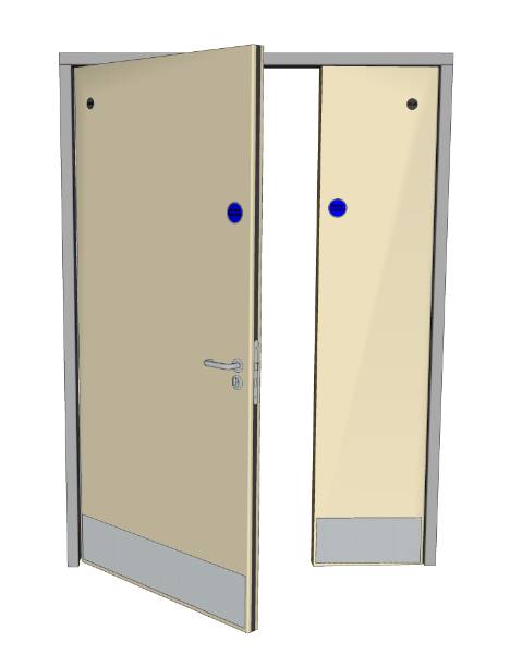 Dfendoor Ambulant WC Unequal Pair Door - PVC Postformed Severe Duty Doorset