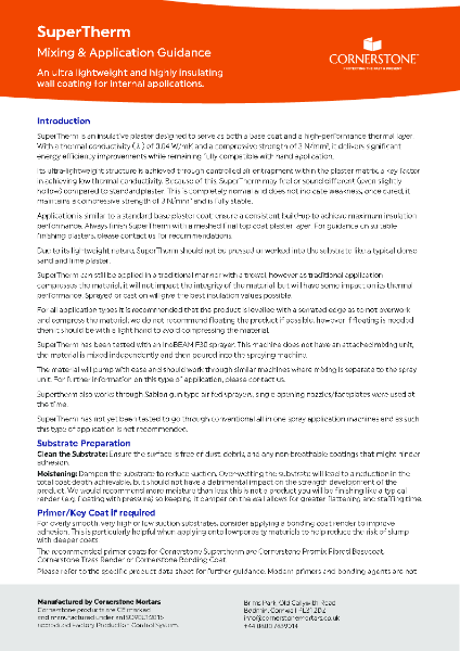 Cornerstone SuperTherm Mixing and Application Guidance