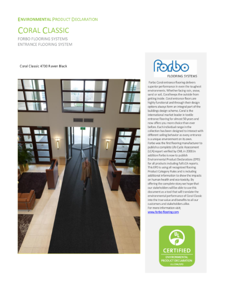 Coral Classic Environmental Product Declaration 