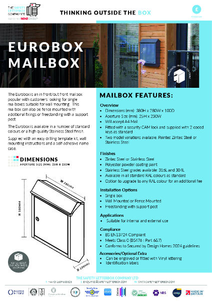 Eurobox Mailbox Datasheet
