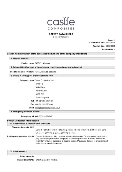 2435 PU Adhesive - Data