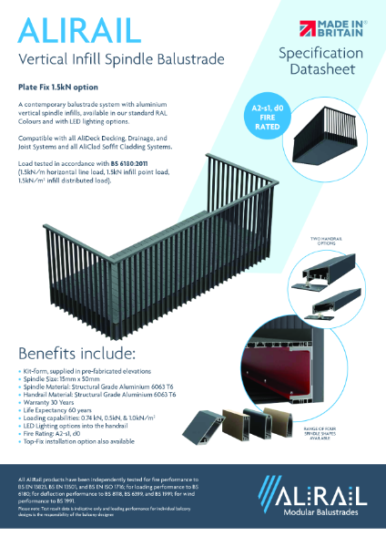 Alirail Vertical Infill Plate fix 1.5kN