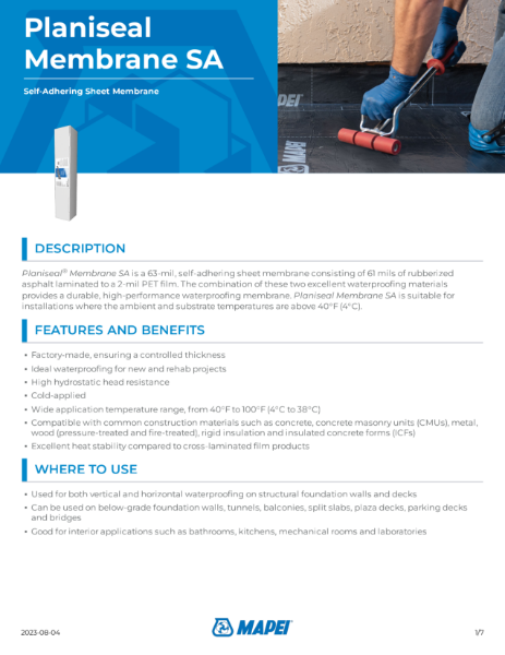 Planiseal Membrane SA TDS