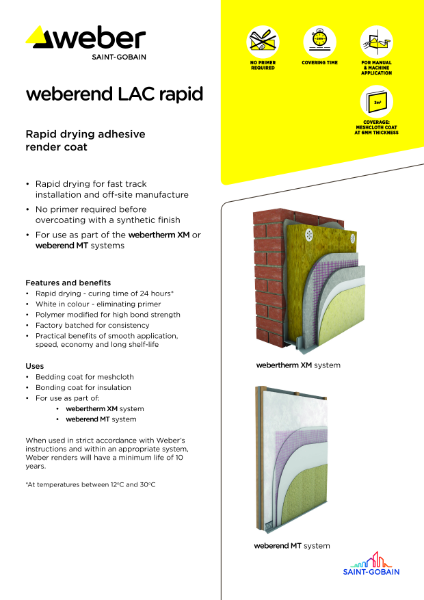 weberend LAC rapid - Technical datasheet