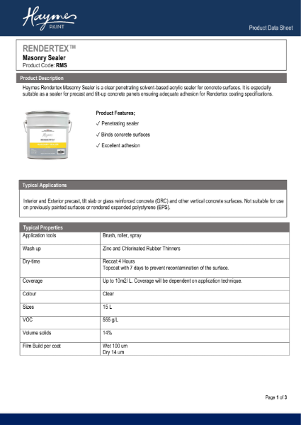 Rendertex Masonry Sealer.