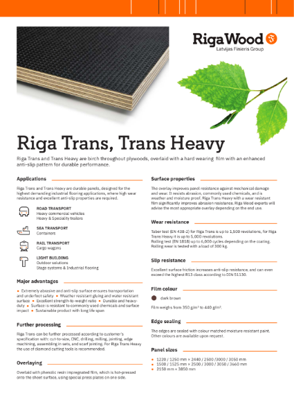 Riga Trans - Datasheet - Riga Wood