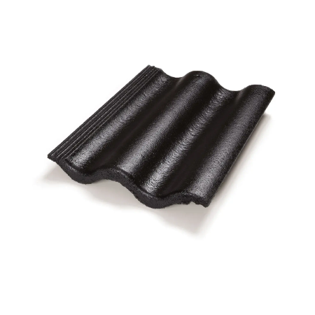 Betongtakpannor - Mjöbäck blank, 2-kupig betongpanna,svart