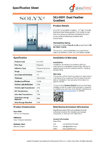 SXJ-0591 Dual Feather Gradient Specification Sheet