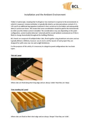Installation Care Guide