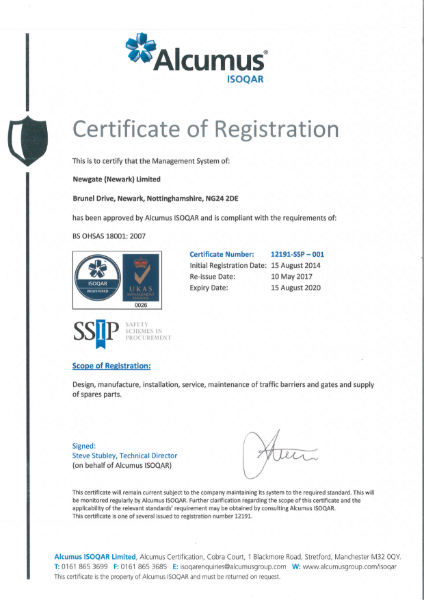 OHSAS 18001:2007 Certificate