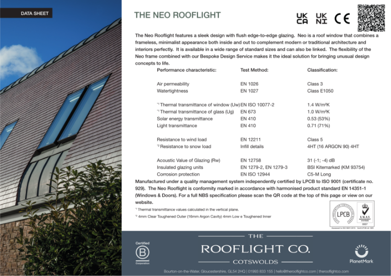 Neo Rooflight Data Sheet