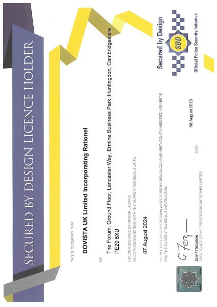 Secured by Design certificate