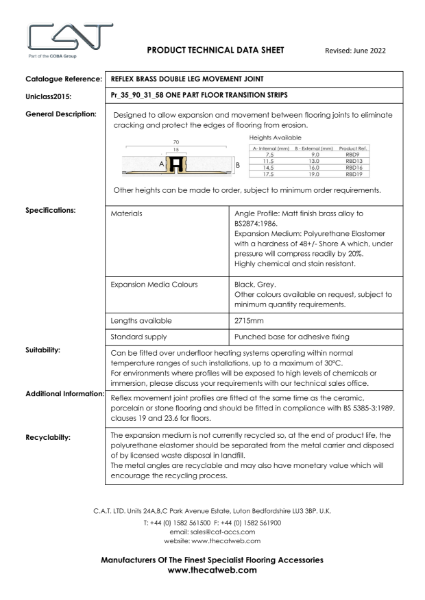 Reflex Brass Double Leg Movement Joint