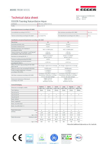 Technical Datasheet - NatureSense Aqua Flooring