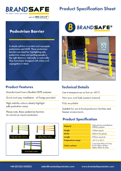 Pedestrian Barrier - Brandsafe Spec Sheet
