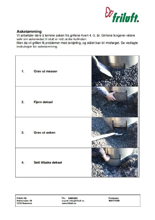 Asketømming av grill