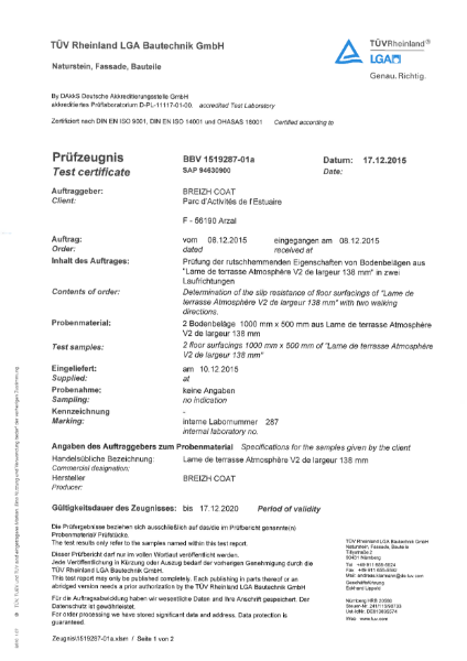 Silvadec slip resistance TUV - Atmosphere Brushed Coextruded-R12-R13