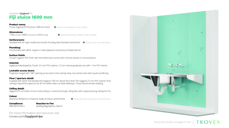 Hygipod Fiji sluice flush – Product Data Sheet