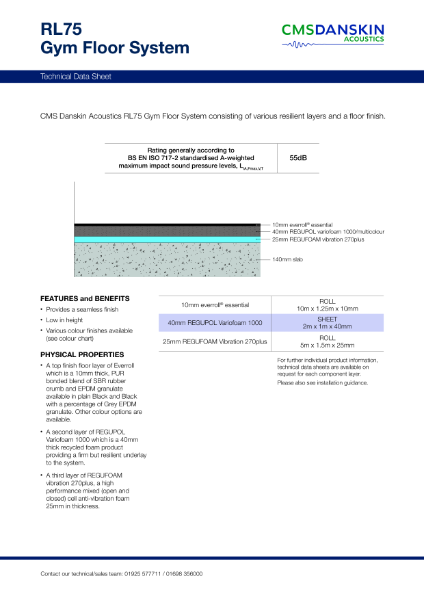 CMS Danskin Acoustics Gym Floor System RL75
