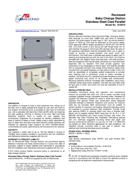 Parallel Stainless Steel Specification Sheet