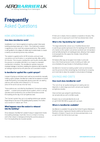 AeroBarrier UK - FAQs